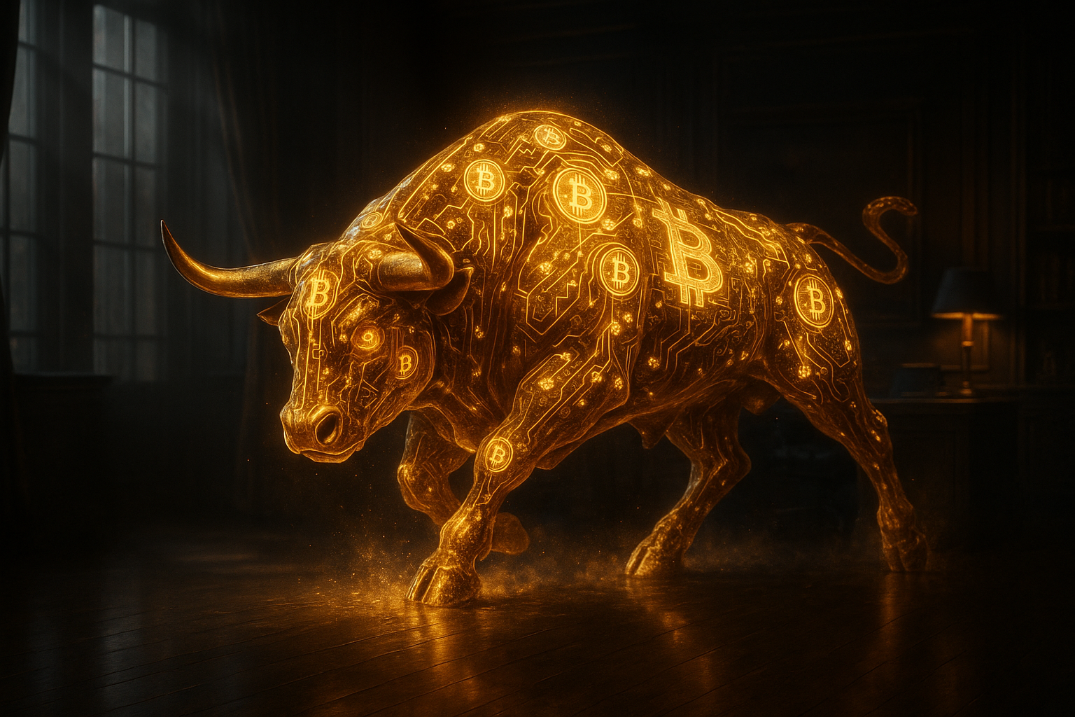 Bitcoin Golden Bull — crypto wall art print