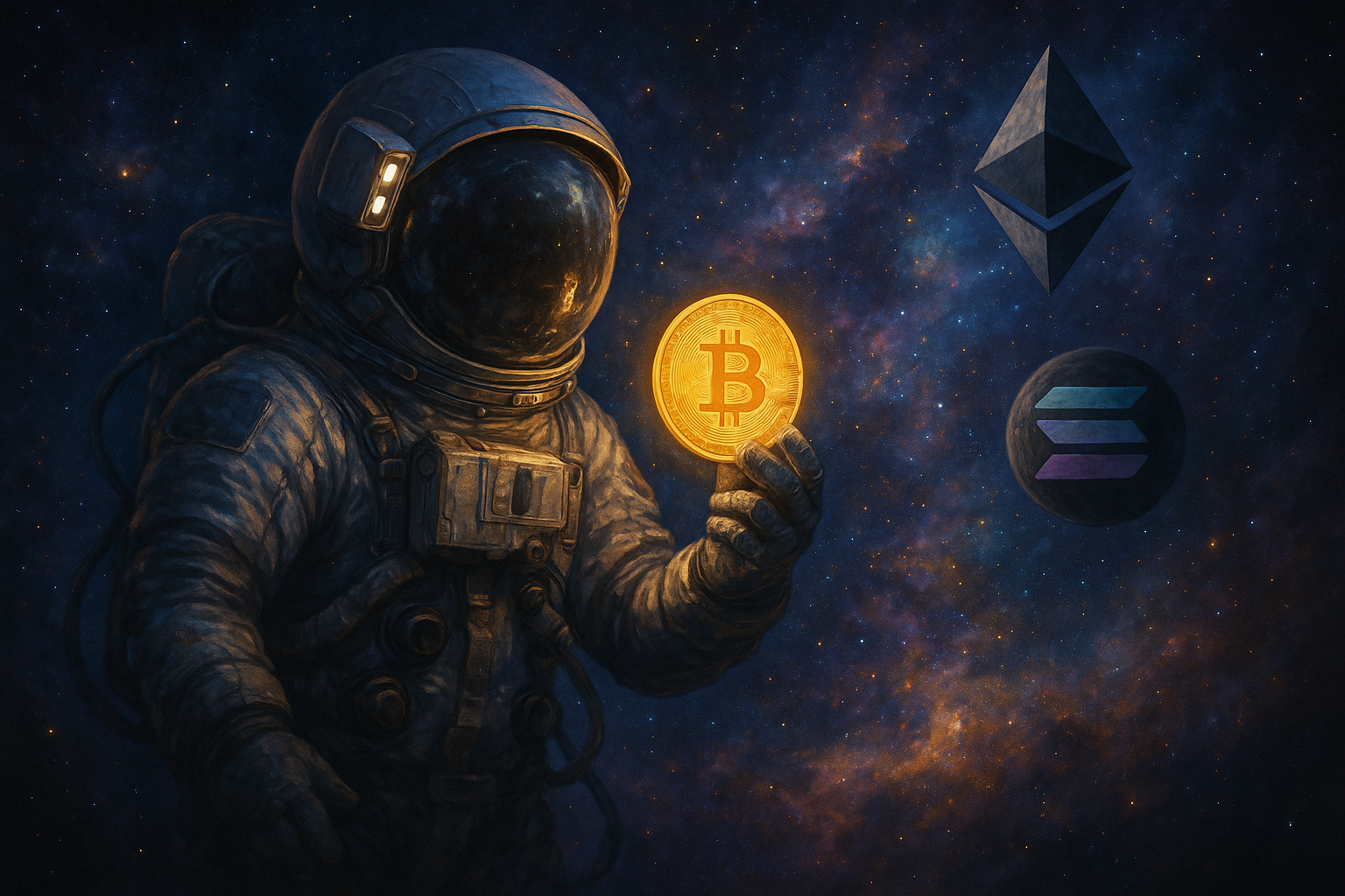 Crypto Astronaut — Bitcoin space art print