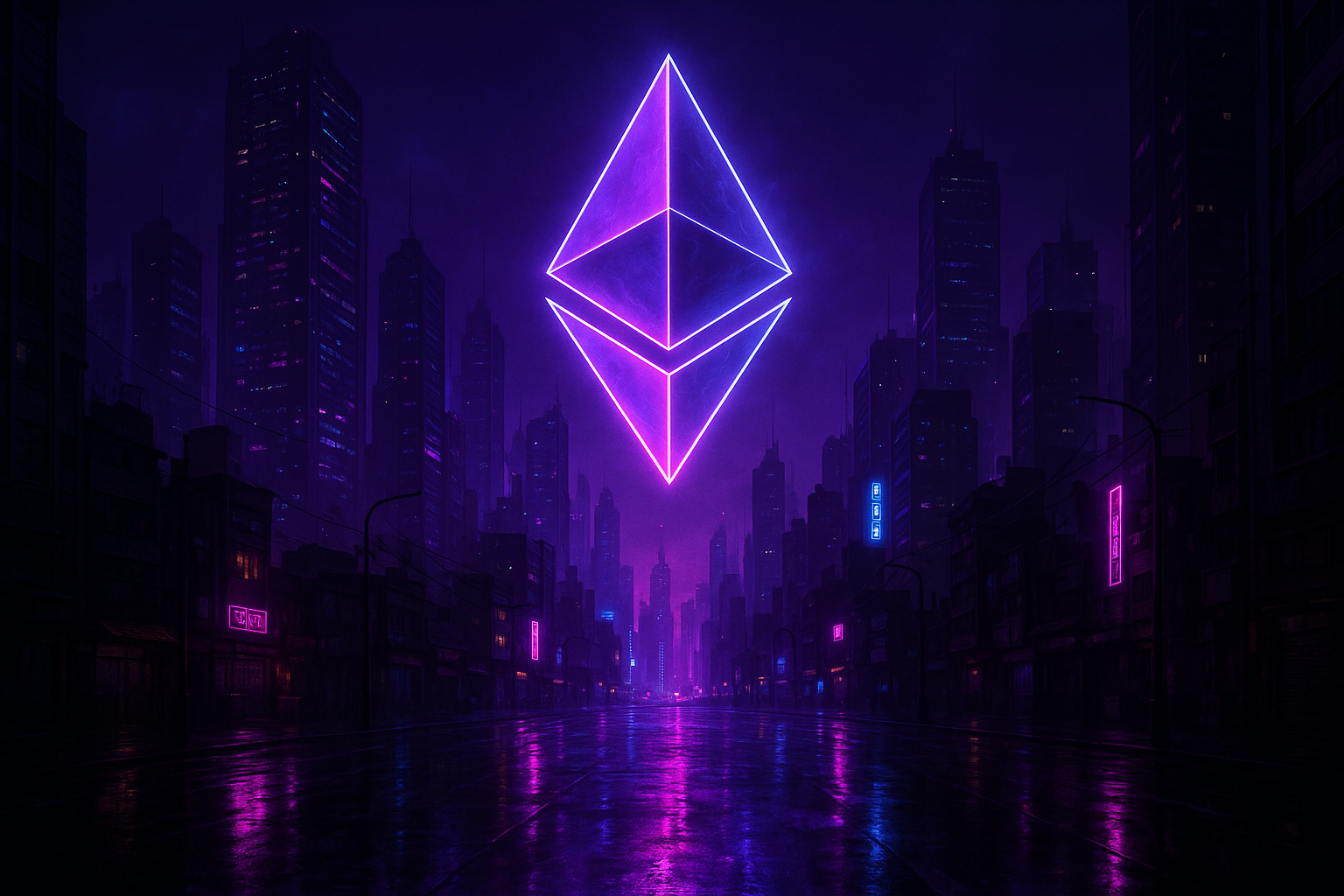 Ethereum Neon City — crypto poster